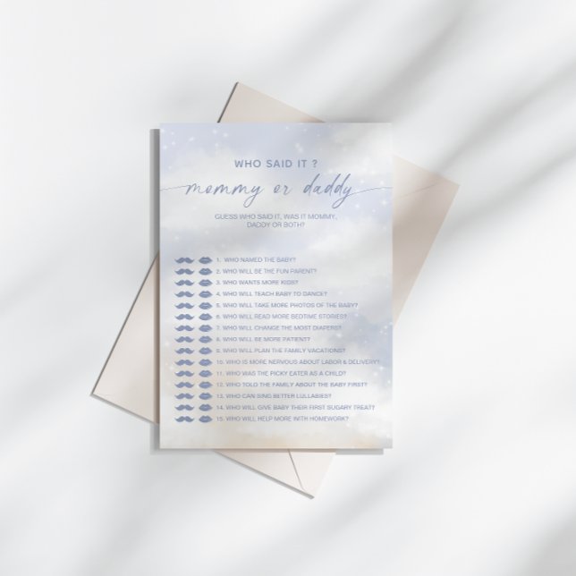 Wer sagte es Cloud 9 Baby Dusche Spiel Einladung (Von Creator hochgeladen)