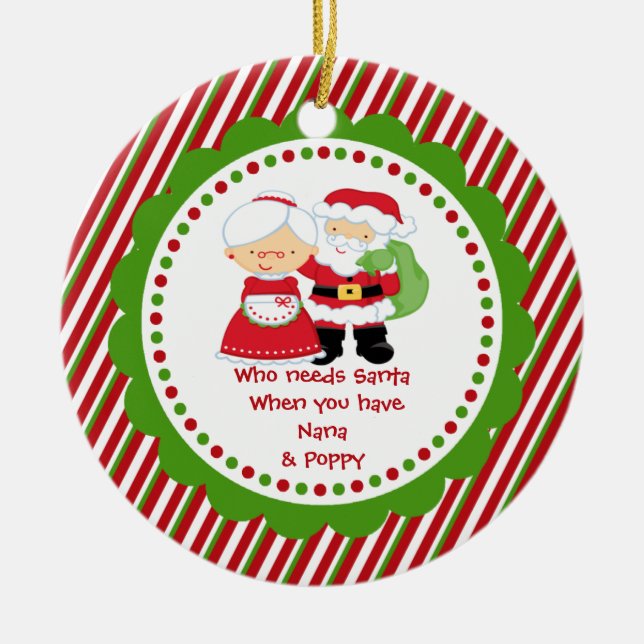 Wer Sankt benötigt. Nana- u. Pappa-Weihnachten Keramikornament (Vorne)
