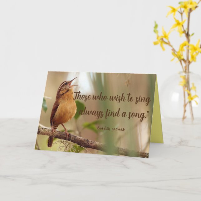 Wer Singen möchte, findet einen Song Gesang Bird Karte (Gelbe Blume)