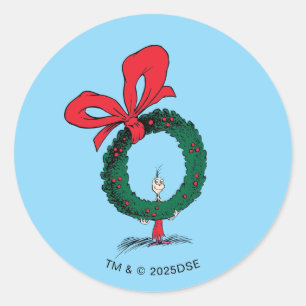 Wer späht durch den Weihnachtskranz Runder Aufkleber