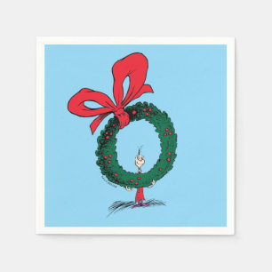 Wer späht durch den Weihnachtskranz Serviette