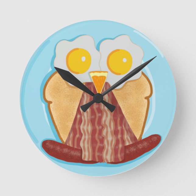 Wer Will Frühstück? Owl Clock Runde Wanduhr (Vorderseite)