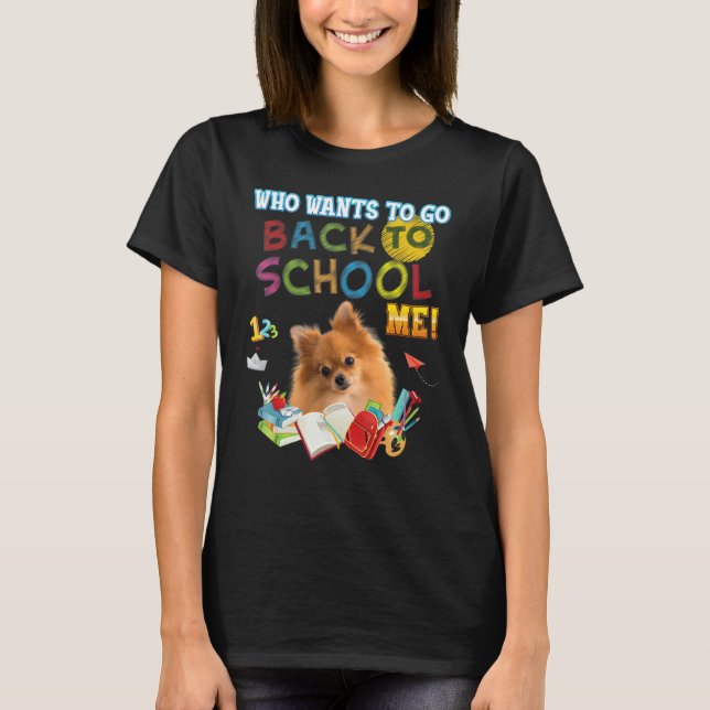Wer Will, zurück in die Schule gehen Spitz Dog Kin T-Shirt (Vorderseite)