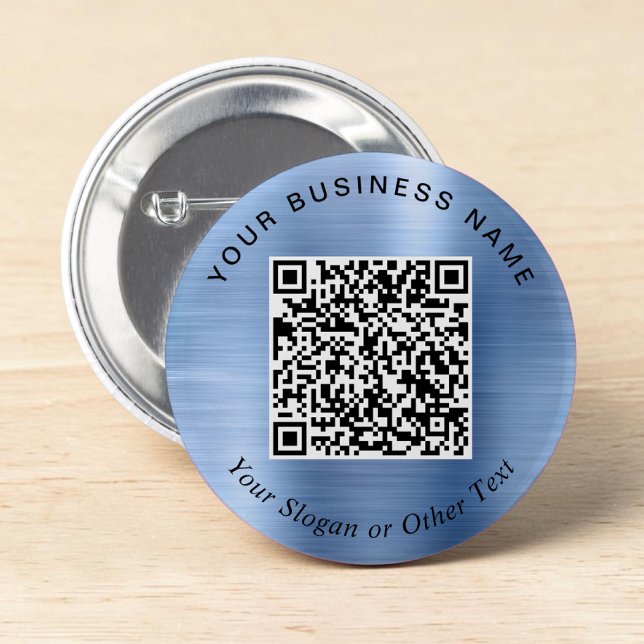 Werbe-Geschäfts-QR-Code Blaue Stecknadel Button (Promotional Business QR Code Blue Pin)