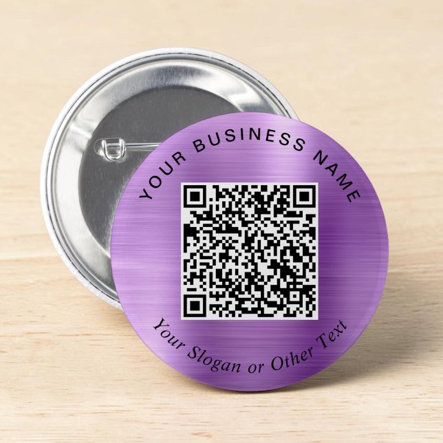 Werbe-Geschäfts-QR-Code Lila Pin Button (Promotional Business QR Code Purple Pin)