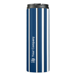 Werbe-Logo-Name Streifen blau, schwarz Thermosbecher