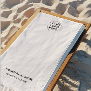 Werbe-Logo und Text für Unternehmen in Schwarzweiß Strandtuch