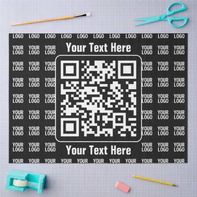 Werbe-QR-Code (editierbar) mit Logo-Muster Seidenpapier (Basteln)