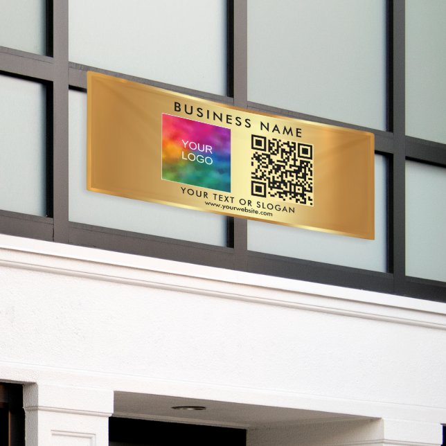Werbe-QR-Code Firmenlogo Gold im Freien Banner (Äußeres Gebäude)