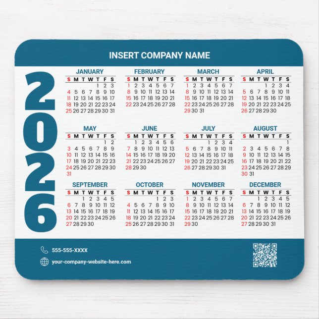 Werbe-QR-Code-Mauspad für den Kalender 2026 Mousepad (Vorne)