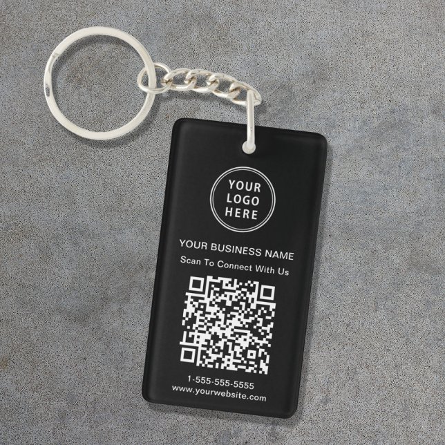 Werbe-QR-Code Schwarz Schlüsselanhänger (Von Creator hochgeladen)