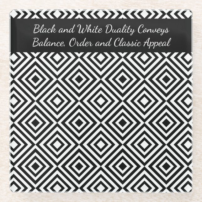 Werbe-Script-Unternehmen Tagline Black & White Glasuntersetzer (Vorderseite)