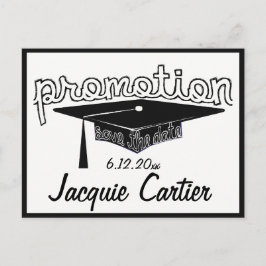 Werbeaktion Abschluss Typografie Hat Save the Date Postkarte