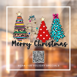 *~* Werbeaktion AP20 Weihnachtsbaum Leopard QR  Fensteraufkleber