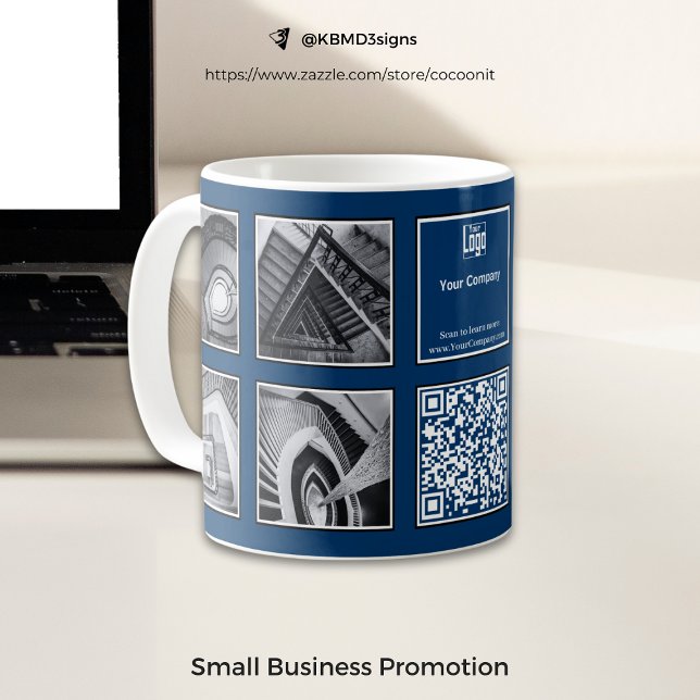 Werbeaktion-Foto Collage Blau Schwarz Kaffeetasse (Business Promotion Photo Collage Blue White Black Coffee Mug)