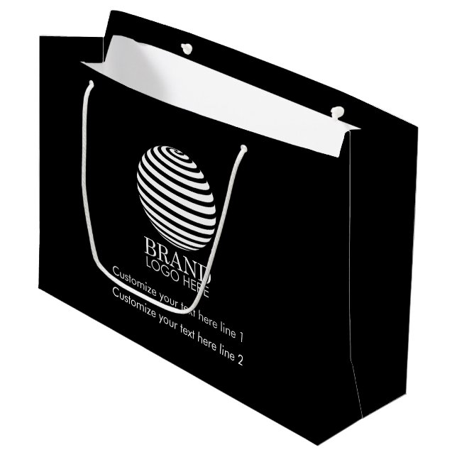 Werbeaktion für das Logo "Black Custom Business" Große Geschenktüte (Vorderseite Schrägansicht)