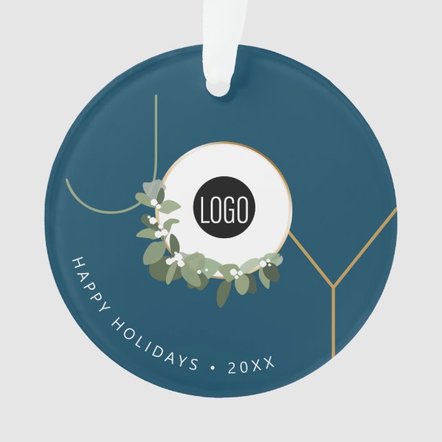 Werbeaktion für das Logo "Blue JOY Wreath Happy Ho Ornament (Vorderseite)
