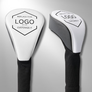 Werbeaktion für das weiße Hintergrundlogo Golf Headcover