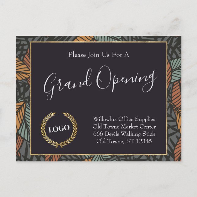 Werbeaktion für Firmenlogos Blätter Gold Postkarte (Vorderseite)