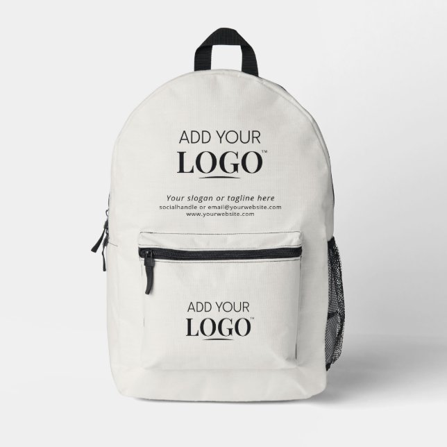 Werbeaktion für Firmenlogos Modernes Weiß Bedruckter Rucksack (Vorderseite)