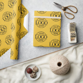 Werbeaktion für gelbes einfaches Firmenlogo Geschenkpapier
