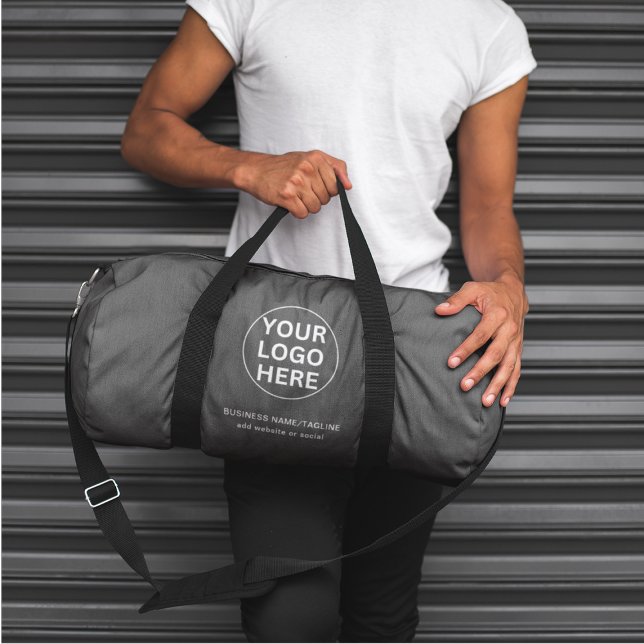 Werbeaktion für graue Firmenlogos Duffle Bag (Von Creator hochgeladen)