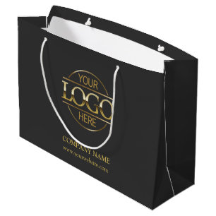 Werbeaktion für Graue und goldene Markenlogos Große Geschenktüte