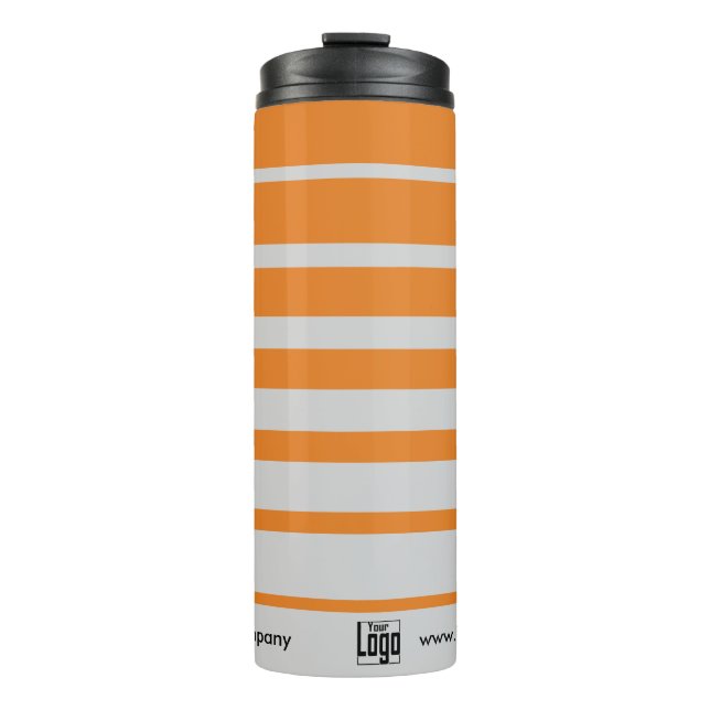 Werbeaktion für kleine Unternehmen, Name Grau Oran Thermosbecher (Vorderseite)