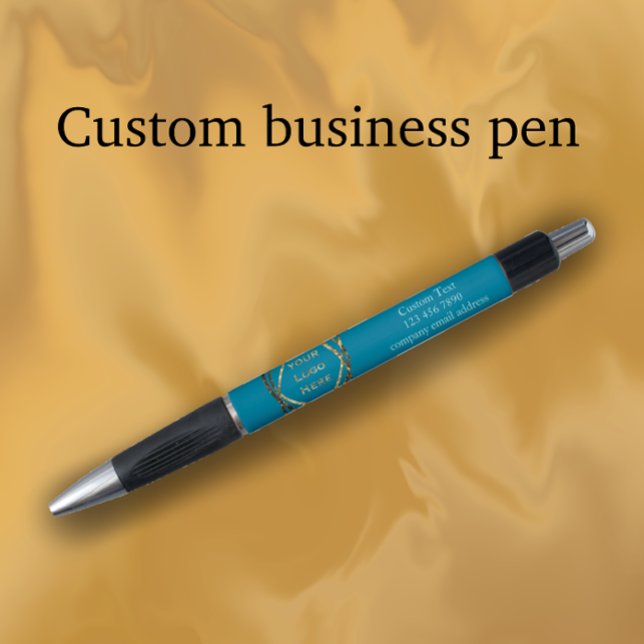 Werbeaktion für kundenspezifische, schwarz-türkisf kugelschreiber (Promote your business by adding your business details and logo. Quality stylish turquoise pen.)