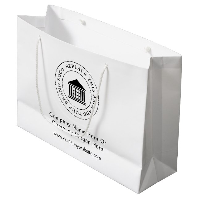Werbeaktion für Minimalistisches, einfaches Firmen Große Geschenktüte (Vorderseite Schrägansicht)