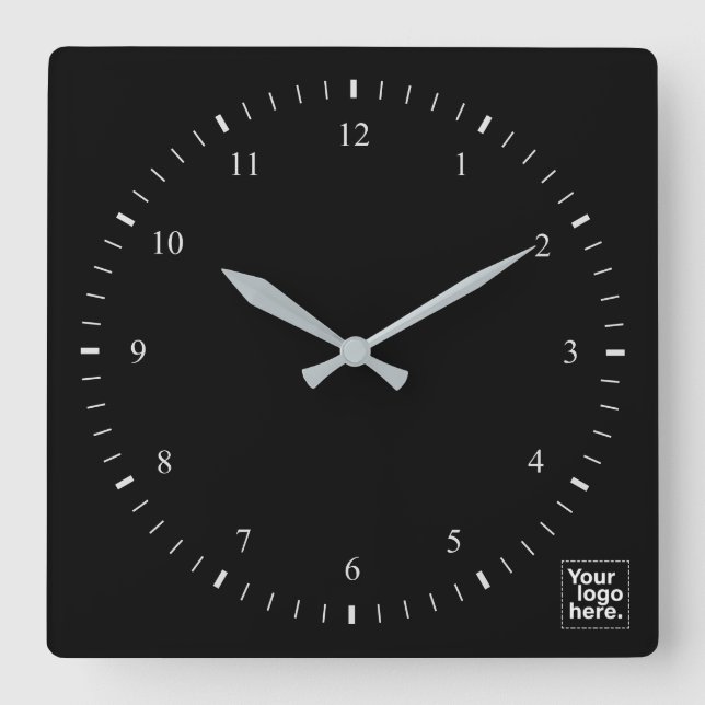 Werbeaktion für moderne Firmenlogos Quadratische Wanduhr (Vorderseite)