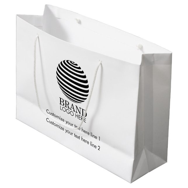 Werbeaktion für moderne Logo-Unternehmen Große Geschenktüte (Vorderseite Schrägansicht)