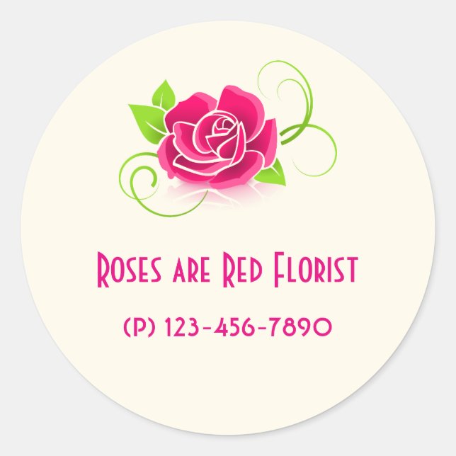 Werbeaktion für Unternehmen - Rosa Rose Runder Aufkleber (Vorderseite)