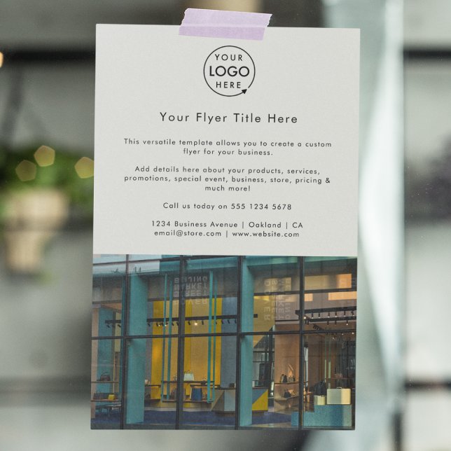 Werbeaktion | Modernes Graues Foto-Logo Flyer (Create your own branded photo flyer with this easy-to-use template)