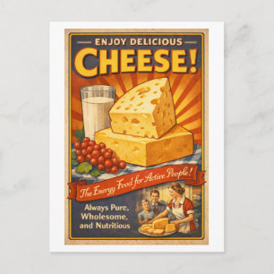 Werbeanzeige für Käse im Vintage-Stil Postkarte