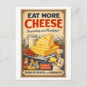 Werbeanzeige für Käse im Vintage-Stil Postkarte