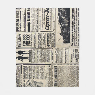 Werbeanzeigen für antike deutsche Zeitungen 1917 Fleecedecke