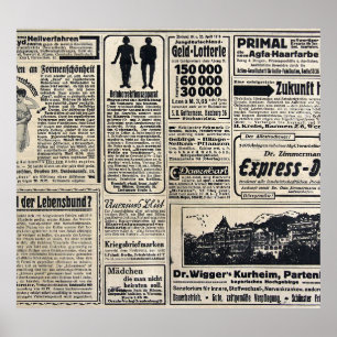 Werbeanzeigen für antike deutsche Zeitungen 1917 Poster