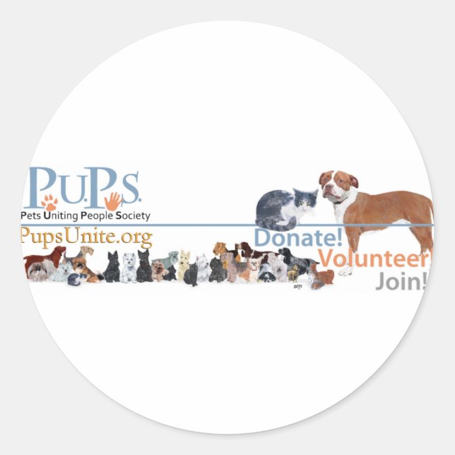 Werbeartikel für PUPs-Logos Runder Aufkleber (Vorderseite)