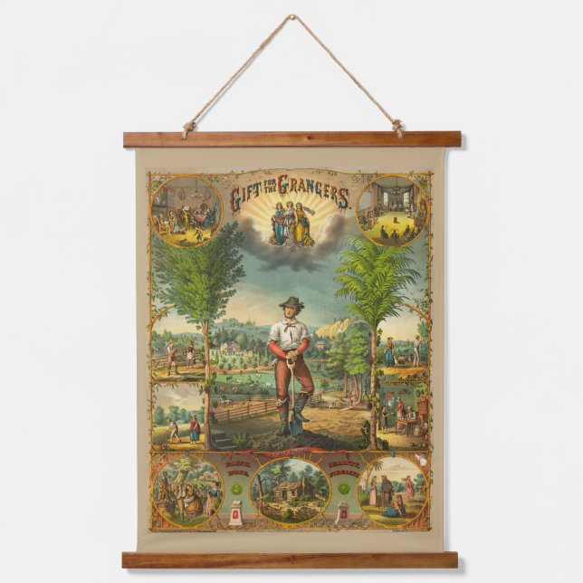 Werbeausdruck für Grange-Mitglieder Wandteppich Mit Holzrahmen (Vorderseite)