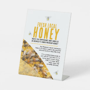 Werbebanner für Honig und Foto für Bienen Sockelschild