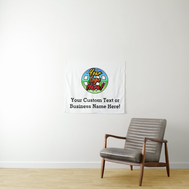 Werbebanner für kundenspezifische Firmenlogo Wandteppich (Beispiel (Horizontal))