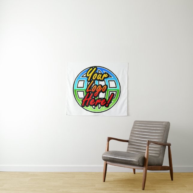 Werbebanner für kundenspezifische Firmenlogo Wandteppich (Beispiel (Horizontal))