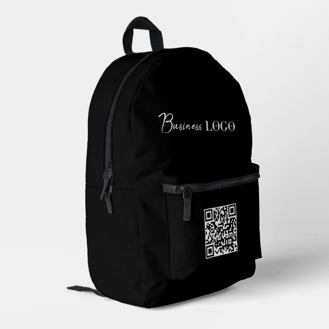 Werbecode für Unternehmen mit Firmenlogo für Black Bedruckter Rucksack (Rückseitige Ecke links)