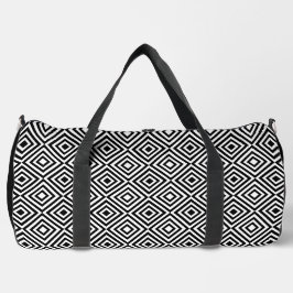 Werbefirma Logo Name Schwarz-Weiß-Fliesenmuster Duffle Bag