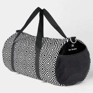 Werbefirma Logo Name Schwarz-Weiß-Fliesenmuster Duffle Bag