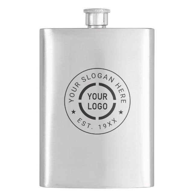 Werbeflasche mit eigenem Logo Flachmann (Vorderseite)