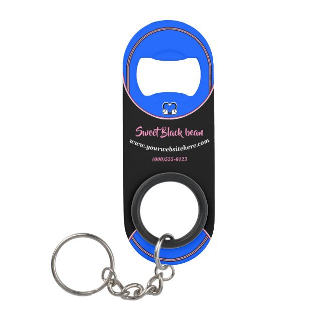 Werbegeschenk für Schwarz, Blau und Rosa Mini Flaschenöffner (Vorderseite)
