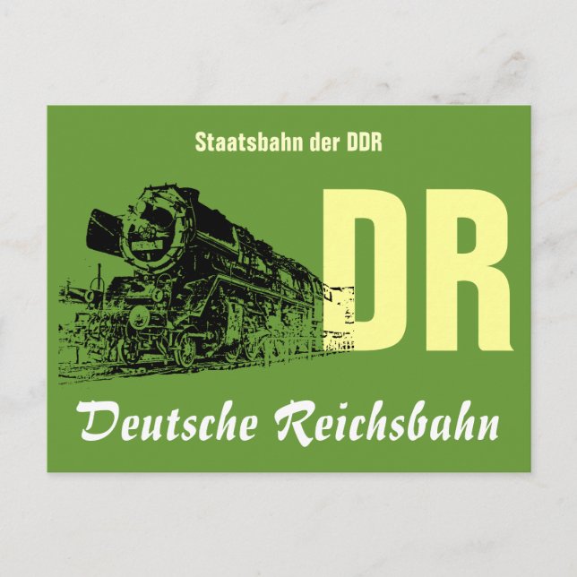 Werbegestaltung DDR Reichsbahn Postkarte (Vorderseite)