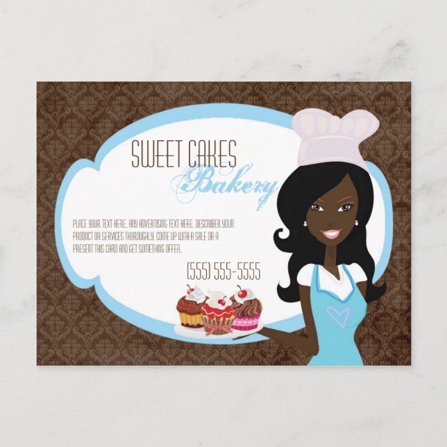 Werbekarte Afroamerikanischer Baker Cup Cakes Postkarte (Vorderseite)